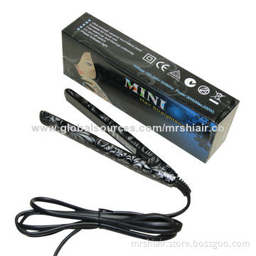 Mini hair straightening irons professional titanium ceramic flat electronic heating plate